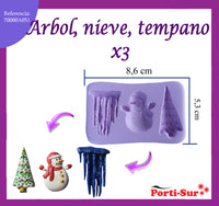 REF: 70000A051 MOLDE SILICONA NAVIDAD * 3 ARBOL NIEVE TEMPANO