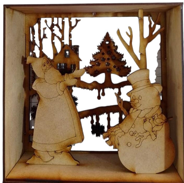 REF: 300113127 LASER CUADRO NOEL RAMAS MUÑECO NIEVE  16*17*6 CMS