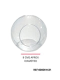 REF: 000001431 PLAST. BURBUJA / ESFERA PLASTICO CRISTAL 8 CMS  AGUJERO  PAQ. 30 CAJA * 150 UND
