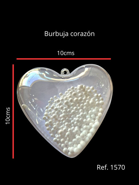 REF: 000001570 PLAST. CORAZON CRISTAL 10 CMS PQ *5 UND CAJA *320 UND