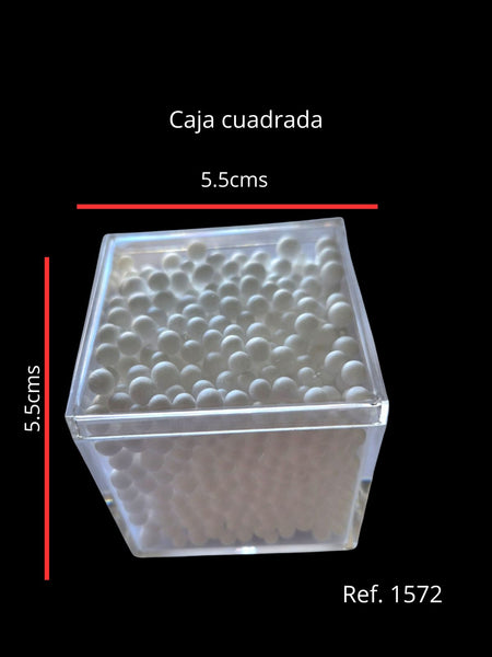 REF: 000001572 PLAST. CAJA CRISTAL CUADRADA 5.5 * 5.5 CMS CAJA*350 UND