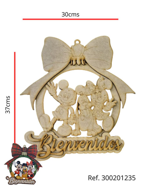 REF: 300201235 LASER ADORNO NAVIDEÑO MICKEY/MINNIE BIENVENIDOS37 ALTO *30 ANCHO
