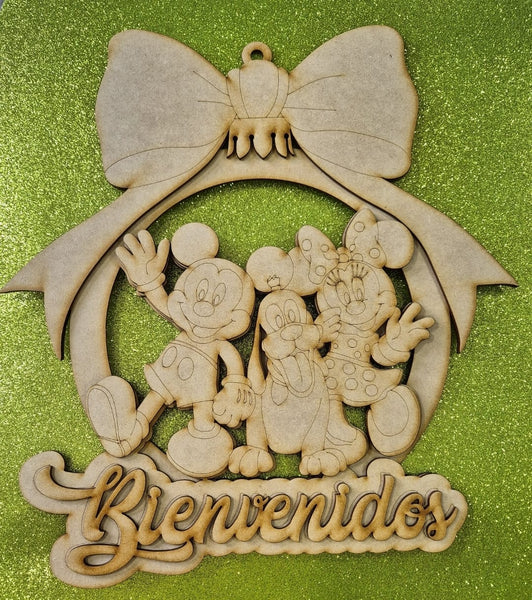 REF: 300201235 LASER ADORNO NAVIDEÑO MICKEY/MINNIE BIENVENIDOS37 ALTO *30 ANCHO