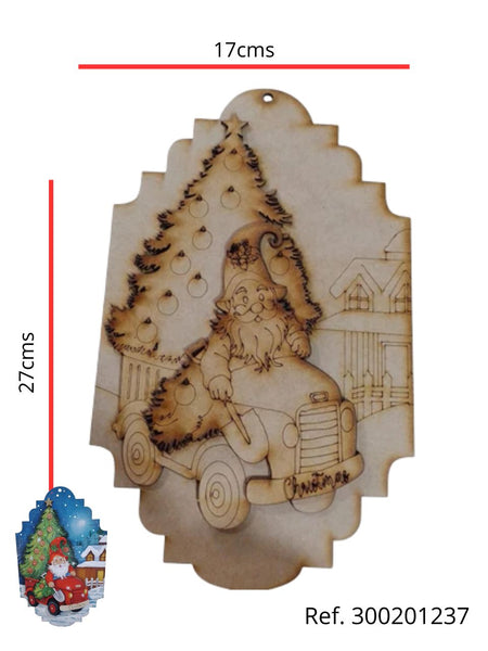 REF: 300201237 LASER ADORNO NAVIDEÑO COLGAR PAPA NOEL CARRO 27 ALTO *17 ANCHO
