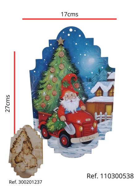 REF: 110300538 P.PINTADO LASER ADORNO NAVIDEÑO COLGAR PAPA NOEL CARRO 27 ALTO *17 ANCHO(300201237)