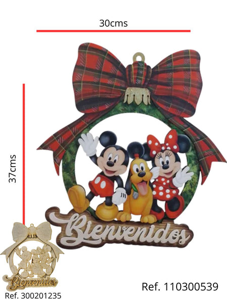 REF: 110300539 P.PINTADO LASER ADORNO NAVIDEÑO MICKEY/MINNIE BIENVENIDOS37 ALTO *30ANCHO (300201235)
