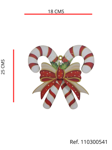 REF: 110300541 P.PINTADO LASER LASER ADORNO BASTONES MOÑO NAVIDEÑO 25 ALTO *18 ANCHO(300201226)