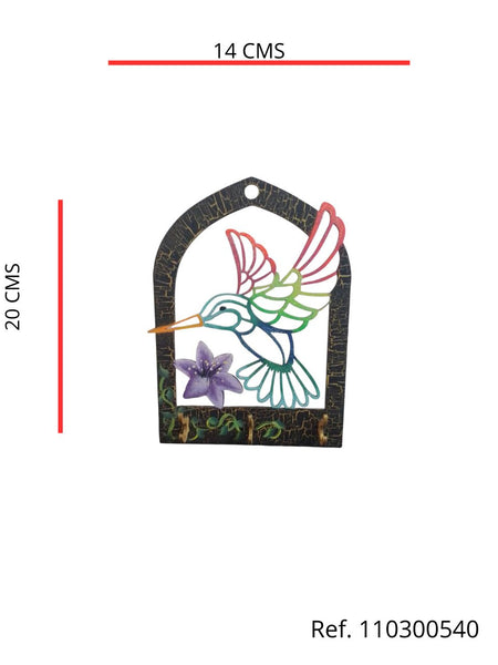 REF: 110300540 P-PINTADO LASER LASER PERCHERO 3 GANCHOS COLIBRI FLOR 20 ALTO 14 ANCHO(801000523)