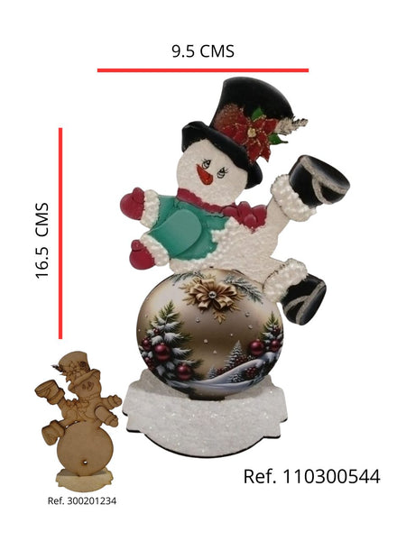 REF: 110300544 P. PINTADO LASER MUÑECO NIEVE CON BASE 15.5 ALTO * 9 ANCHO (300201234)
