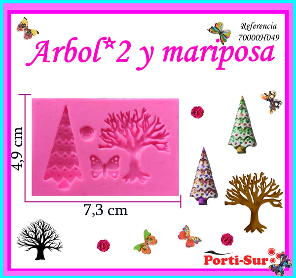 REF: 70000H049 MOLDE SILICONA ARBOLES MARIPOSAS * 4