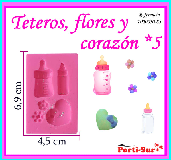 REF: 70000H085 MOLDE SILICONA TEREROS FLORES CORAZON * 5