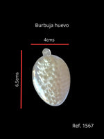 REF: 000001567 PLAST. BURBUJA CRISTAL TIPO HUEVO 6.5 ALTO 4 ANCHO 3.5 FONDO PAQ *5 CAJA *480 UND