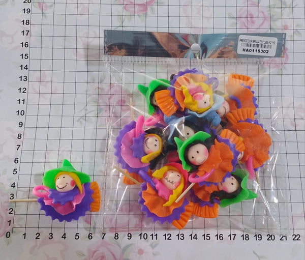 REF: HA0115302 HALLOW. PRENDEDOR  BRUJA ESCOBA # 2  X 10 UNDS.  *BN*