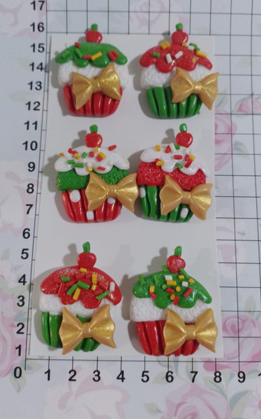 REF: NAV001063 NAV. APLIQUES CUP CAKES NAVIDEÑOS *6 UND