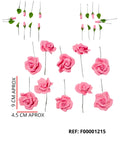 REF: F00001215 FLOR ROSA MEDIANA * 10 UNIDADES + HOJAS ALAMBRADAS