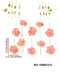 REF: F00001215 FLOR ROSA MEDIANA * 10 UNIDADES + HOJAS ALAMBRADAS
