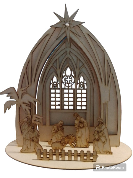 REF: 801000284 LASER PESEBRE NACIMIENTO TEMPLO 38*37