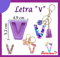 REF: 70000A220 MOLDE SILICONA LETRA MAYUSCULA V (LLAVEROS RESINA)