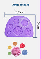 REF: 70000A035 MOLDE SILICONA ROSAS * 6 CAVIDADES