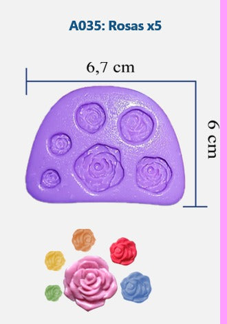 REF: 70000A035 MOLDE SILICONA ROSAS * 6 CAVIDADES