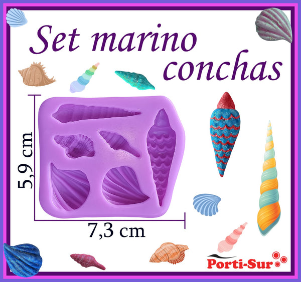 REF: 70000A265 MOLDE SILICONA CONCHAS * 6 MOTIVOS