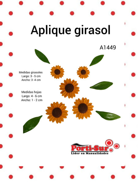 REF: A00001449 APLIQUE GIRASOL *4 CON HOJAS UND MG