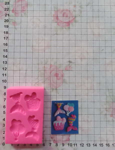REF: 70000H161 MOLDE SILICONA COLAS DE SIRENA CUP CAKE GLOBOS