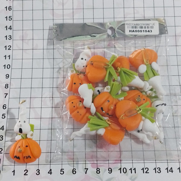 REF: HA0001043 HALLOW. PRENDEDOR CALABAZA DOS FANTASMAS *10 UND   *BN*