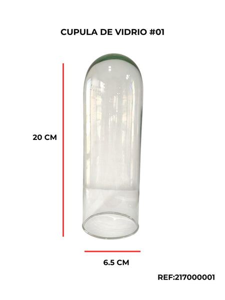 REF: 217000001 VIDRIO CUPULA MINI 01 TRANS. 20 ALTO 6.5 CMS DIAMETRO REF C10 * UNIDAD