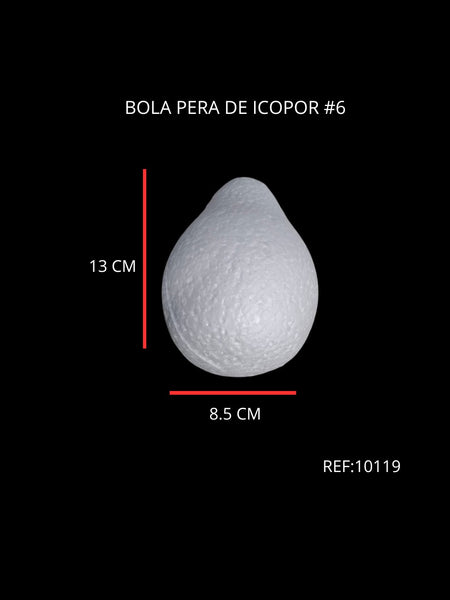 REF: 000010119 BOLA PERA DE ICOPOR # 6 (13 X 8.5 CM)