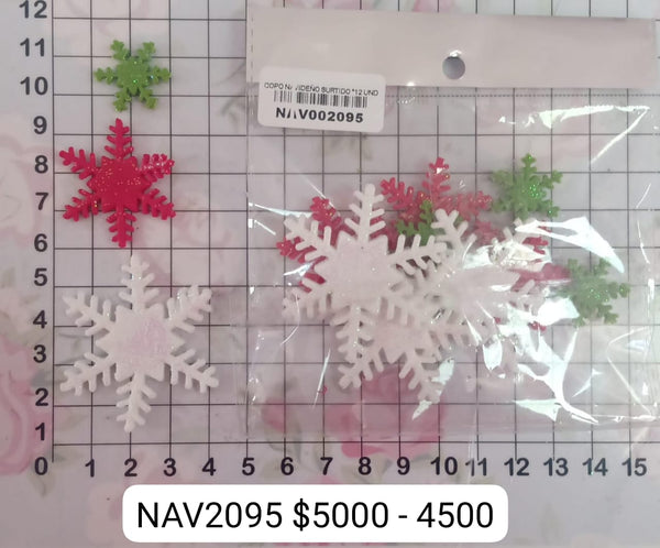 REF: NAV002095 NAV.COPOS NAVIDEÑOS TAMAÑOS SURTIDOS *12 UNDS.   *RD*