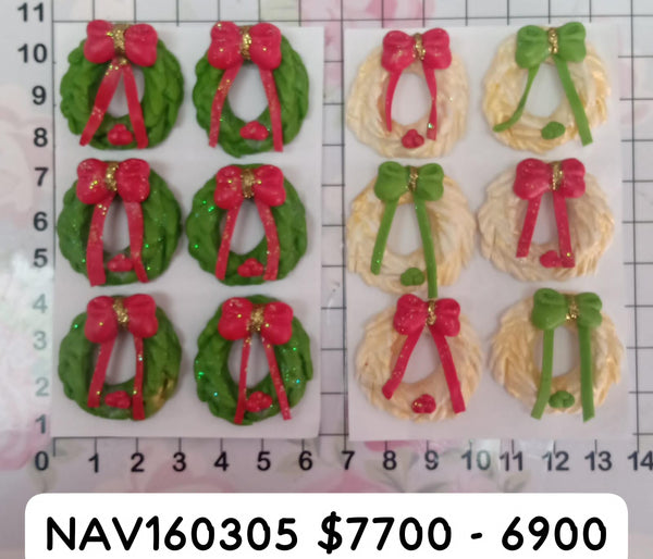 REF: NAV160305 NAV. APLIQUE CORONA NAVIDEÑA MOÑO *6 SURTIDA