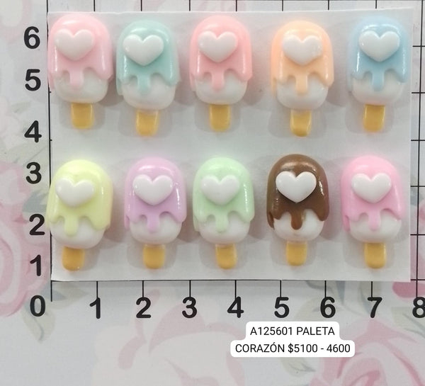 REF: A00125601 APLIQUE PALETA CORAZON MINI *10 ROX