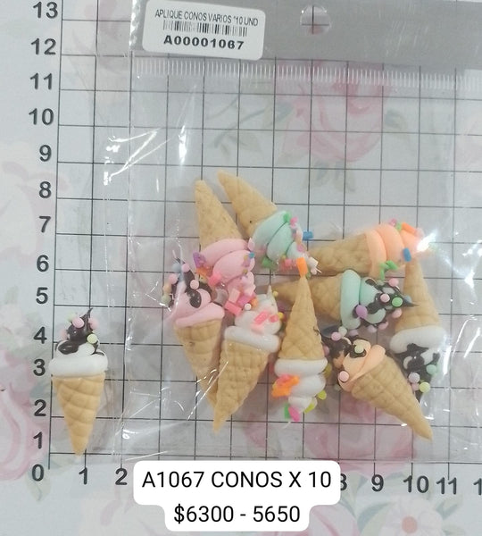 REF: A00001067 APLIQUE CONOS (VARIOS) X 10 UNDS    *RL*