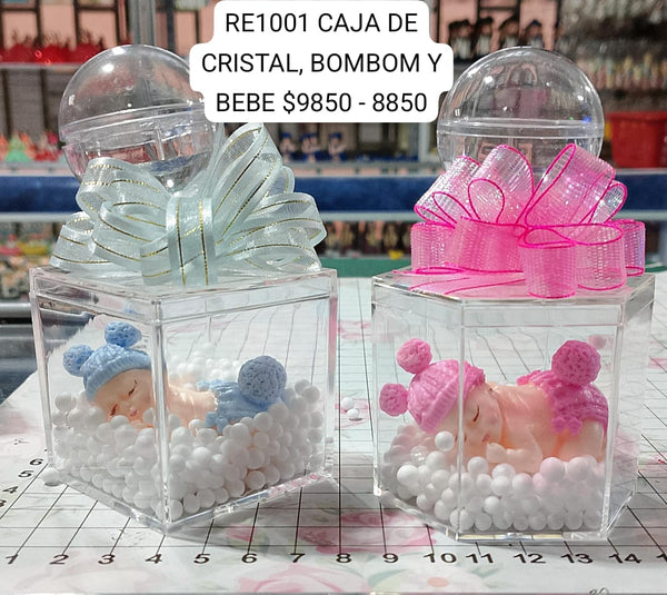 REF: RE0001001 REC. CAJA CRISTAL CUADRADA O HEXAGONAL BOM BOM BEBE COLAPARADA 6 C