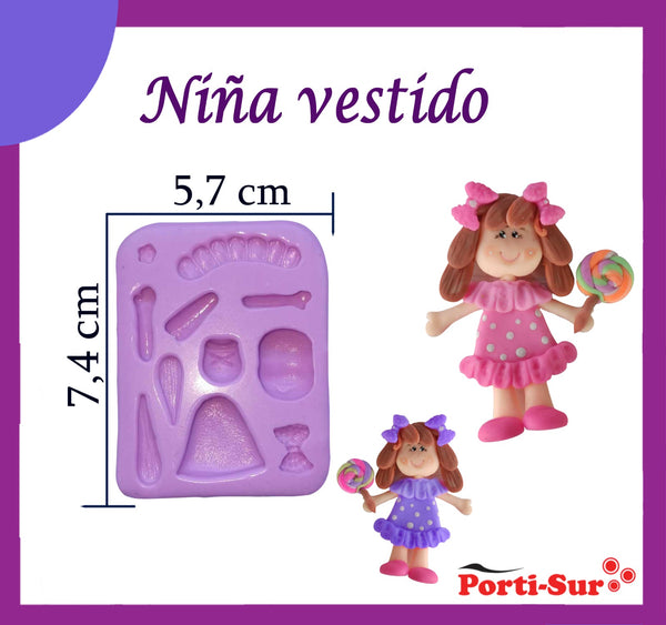 REF: 70000A234 MOLDE SILICONA NIÑA VESTIDO