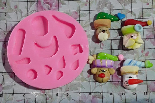 REF: 70000F183 MOLDE SILICONA CON FIGURA CARAS NAVIDEÑAS * 4