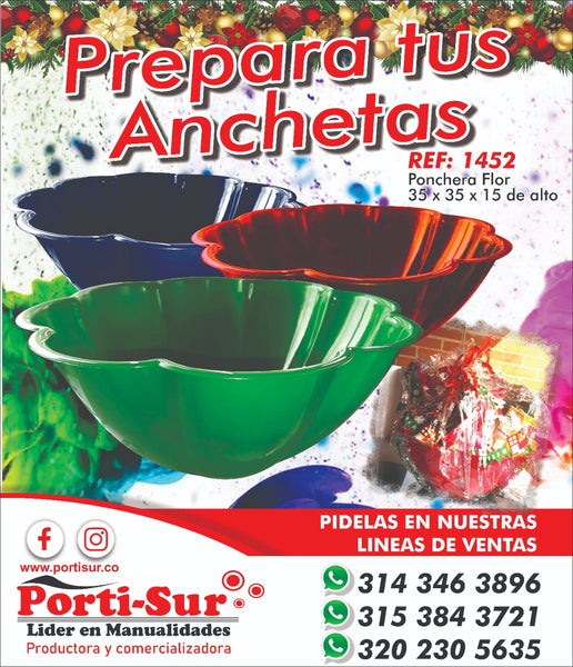 REF: 000001452 PLAST. PONCHERA ANCHETA TIPO FLOR * UNIDAD