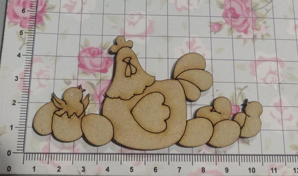 REF: 801000230 LASER APLIQUE GALLINA POLLITOS HUEVOS 5 *9.5