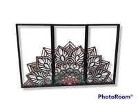 REF: 801000211 LASER TRIPTICO MANDALA MEDIA FLOR  30*46 CMS