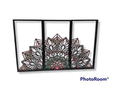 REF: 801000211 LASER TRIPTICO MANDALA MEDIA FLOR  30*46 CMS