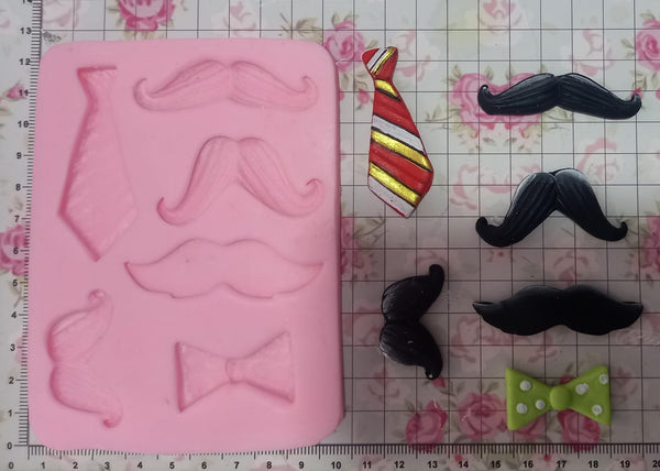 REF: 70000F252 MOLDE SILICONA CON FIGURA BIGOTES/CORBATA/CORBATIN