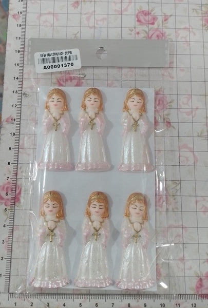 REF: A00001370 APLIQUE NIÑA DE PIE 1RA COMUNION * 6 UNDS